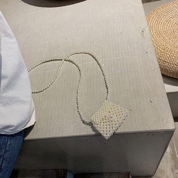 Bolso Bandolera De Noche Hecho A Mano Con Perlas Para Mujer