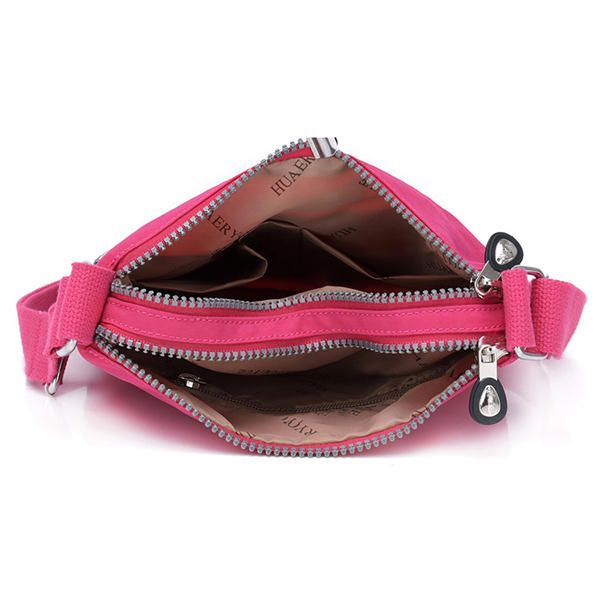 Bolso Bandolera De Ocio Multibolsillos De Nailon Para Mujer Bolso De Hombro Sólido