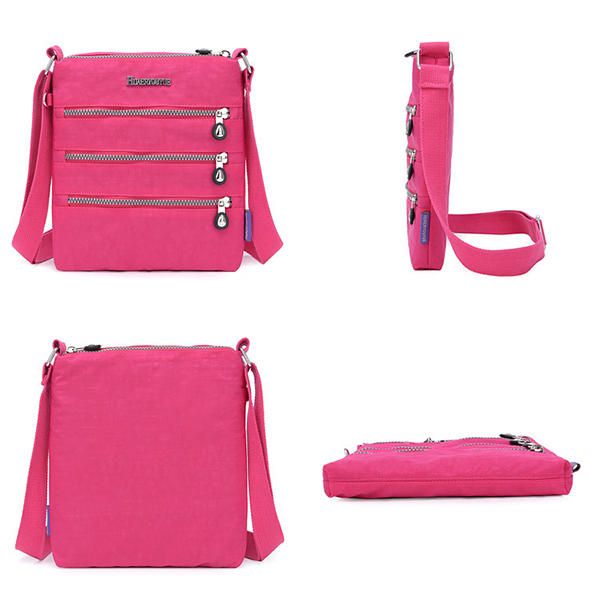 Bolso Bandolera De Ocio Multibolsillos De Nailon Para Mujer Bolso De Hombro Sólido