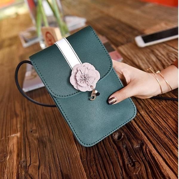 Bolso Bandolera Para Teléfono Con Estampado Floral Retro De Cuero Pu De Calidad Para Mujer