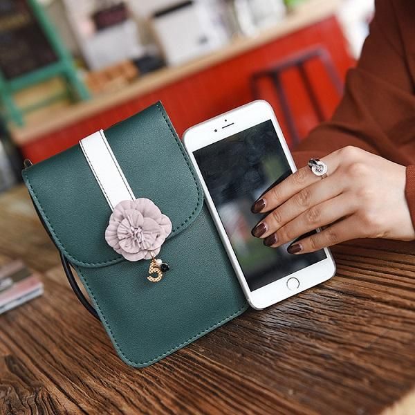 Bolso Bandolera Para Teléfono Con Estampado Floral Retro De Cuero Pu De Calidad Para Mujer