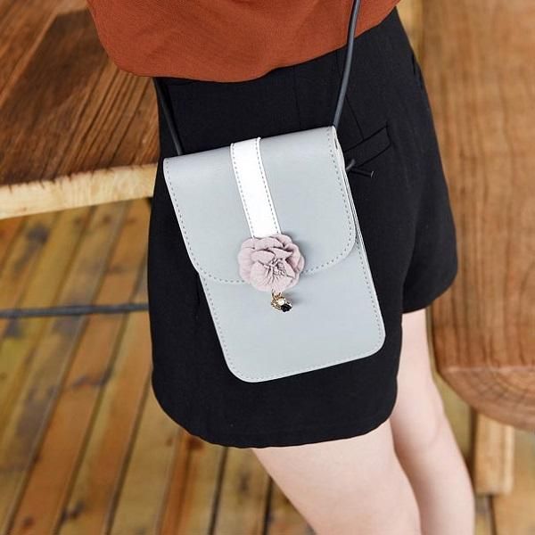 Bolso Bandolera Para Teléfono Con Estampado Floral Retro De Cuero Pu De Calidad Para Mujer