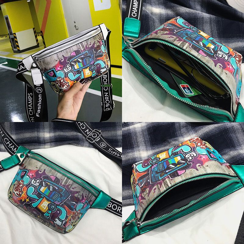 Bolso Bandolera Pintado Con Graffiti Para Mujer