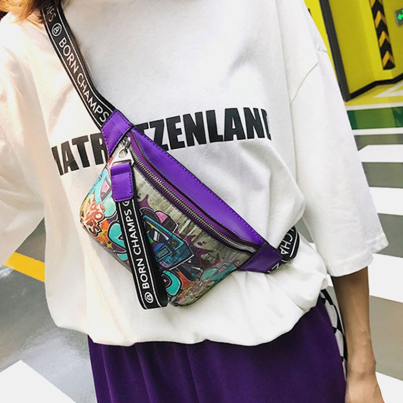 Bolso Bandolera Pintado Con Graffiti Para Mujer