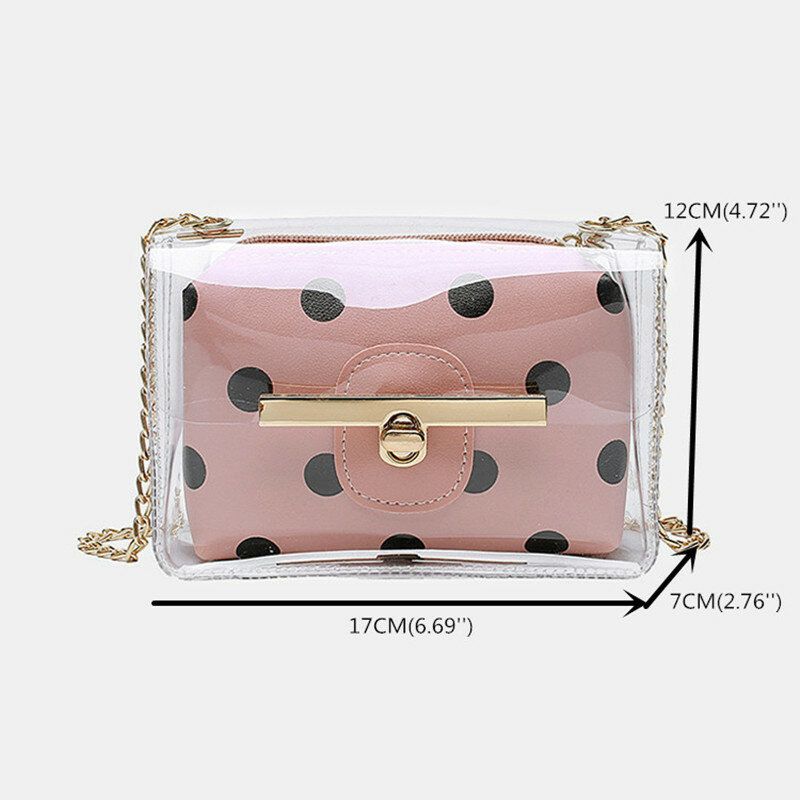 Bolso Bandolera De Pvc Con Cadenas De Puntos De 2 Piezas Para Mujer