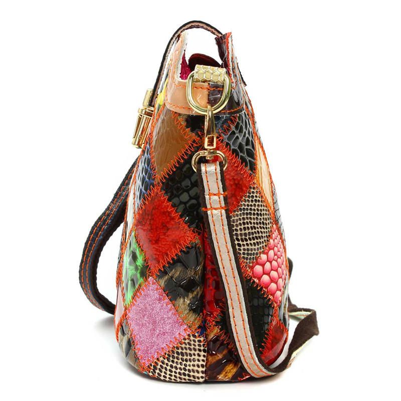 Bolso Bandolera De Retazos De Cuero Genuino Para Mujer Bolso De Hombro Elegante Floral