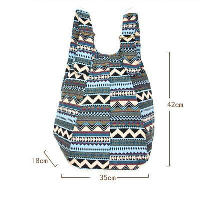 Bolso Bandolera De Retazos De Lona Étnica Para Mujer