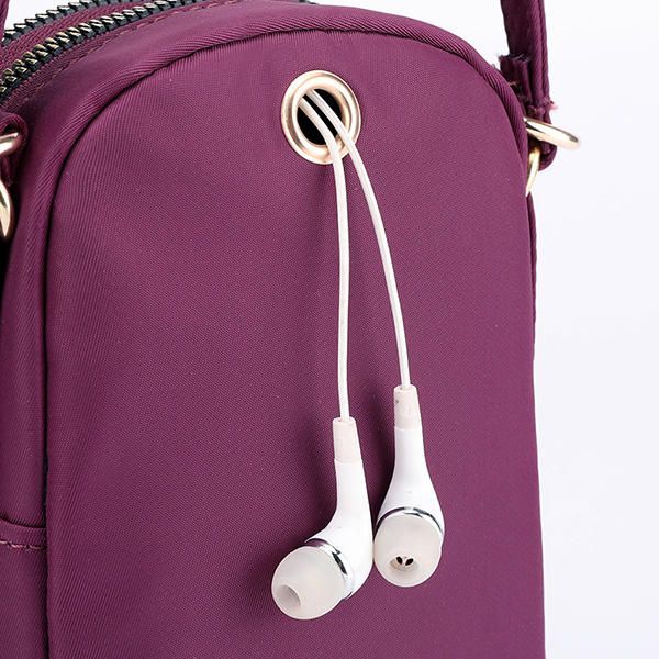 Bolso Bandolera Sólido De Nailon Resistente Al Agua Con Múltiples Ranuras Para Mujer Mini Bolso Para Teléfono Portátil