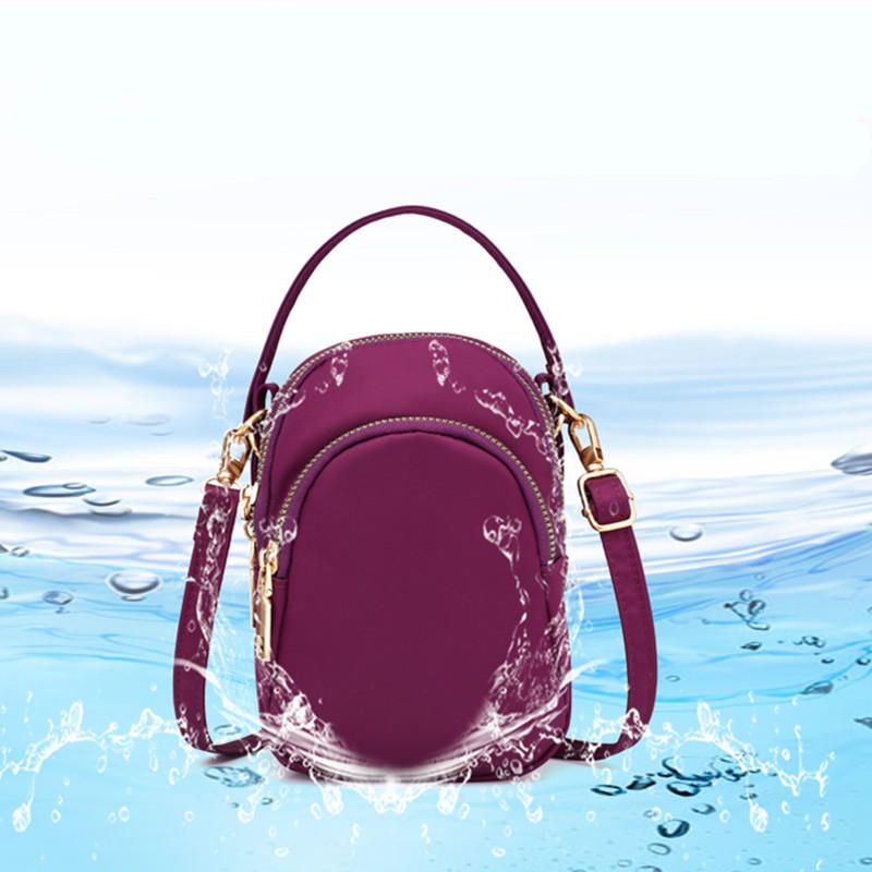 Bolso Bandolera Sólido De Nailon Resistente Al Agua Con Múltiples Ranuras Para Mujer Mini Bolso Para Teléfono Portátil