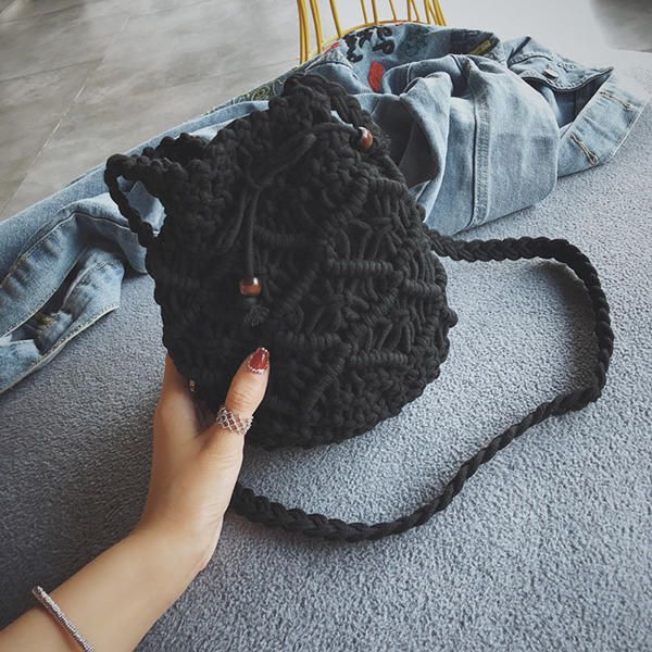 Bolso Bandolera Tejido Hueco Para Mujer Bolso De Paja