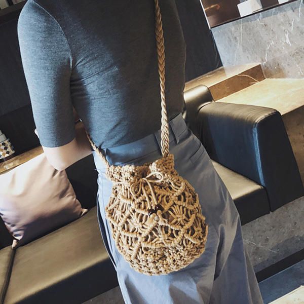 Bolso Bandolera Tejido Hueco Para Mujer Bolso De Paja