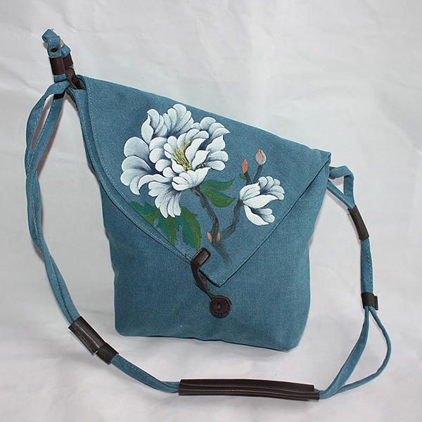 Bolso Bandolera Vintage Floral Pintado A Mano Para Mujer