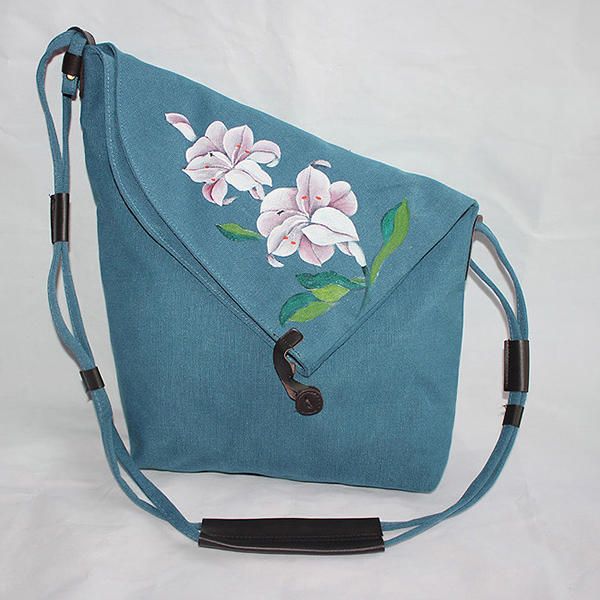 Bolso Bandolera Vintage Floral Pintado A Mano Para Mujer