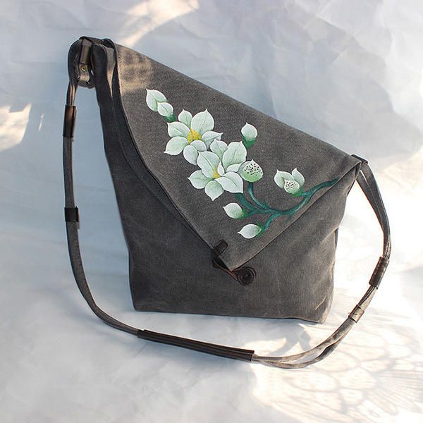 Bolso Bandolera Vintage Floral Pintado A Mano Para Mujer