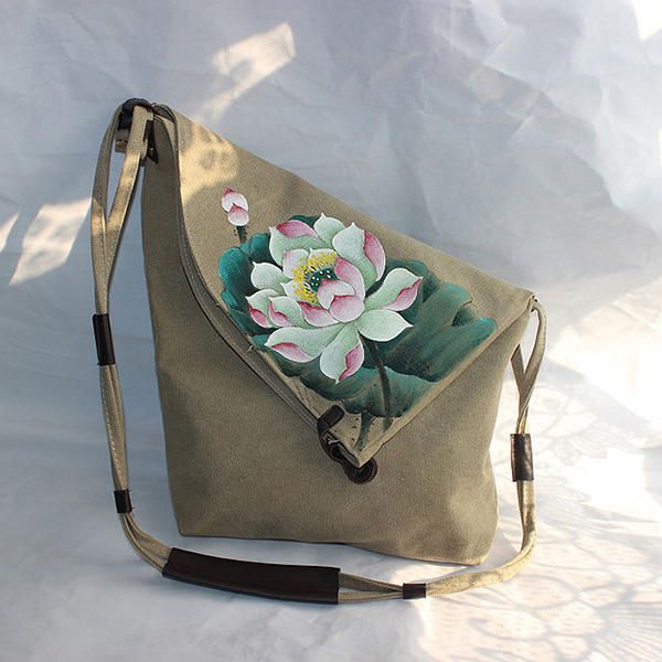 Bolso Bandolera Vintage Floral Pintado A Mano Para Mujer