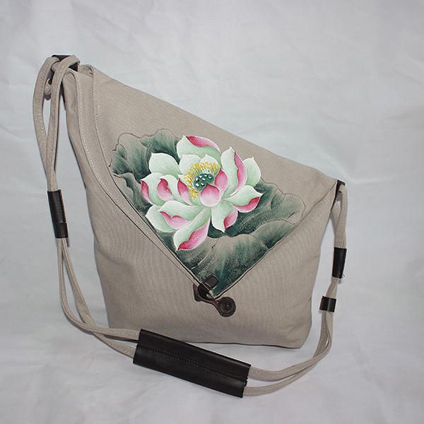 Bolso Bandolera Vintage Floral Pintado A Mano Para Mujer