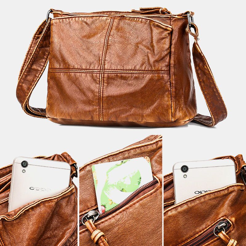 Bolso Bandolera Vintage De Mediana Edad Con Múltiples Bolsillos Para Mujer