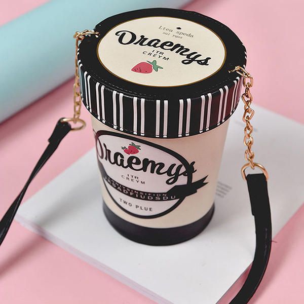 Bolso De Cadena De Bolso De Cubo De Helado De Fresa Creativo Para Mujer