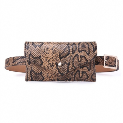 Bolso De Cintura Con Patrón De Serpiente Para Mujer Bolso De Cuero Para Teléfono Bolso De Pecho Informal