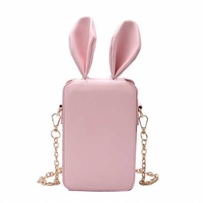 Bolso Cuadrado Para Teléfono Con Cadena De Oreja De Conejo De Dibujos Animados Lindo Para Mujer Bolso Cuadrado Bolso De Hombro