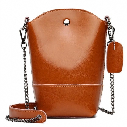 Bolso De Cubo Vintage De Cuero Genuino Para Mujer Bolso De Teléfono Sólido Bolso De Ocio Mini Bandolera