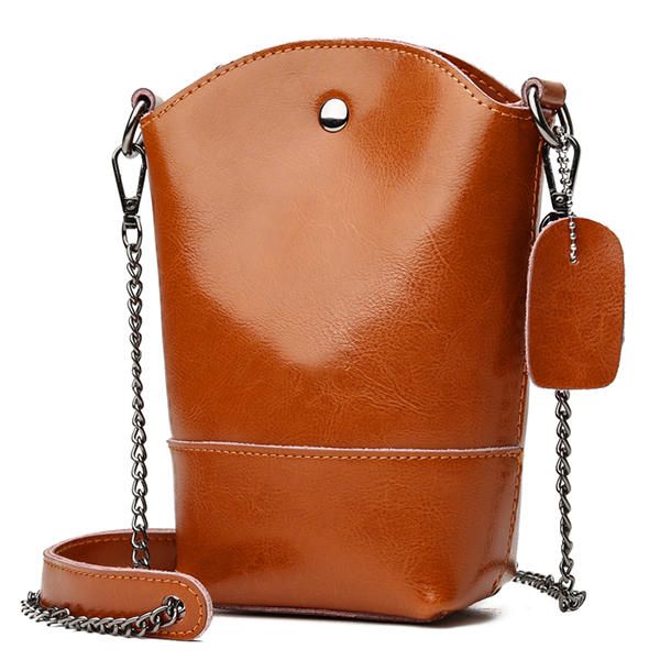 Bolso De Cubo Vintage De Cuero Genuino Para Mujer Bolso De Teléfono Sólido Bolso De Ocio Mini Bandolera