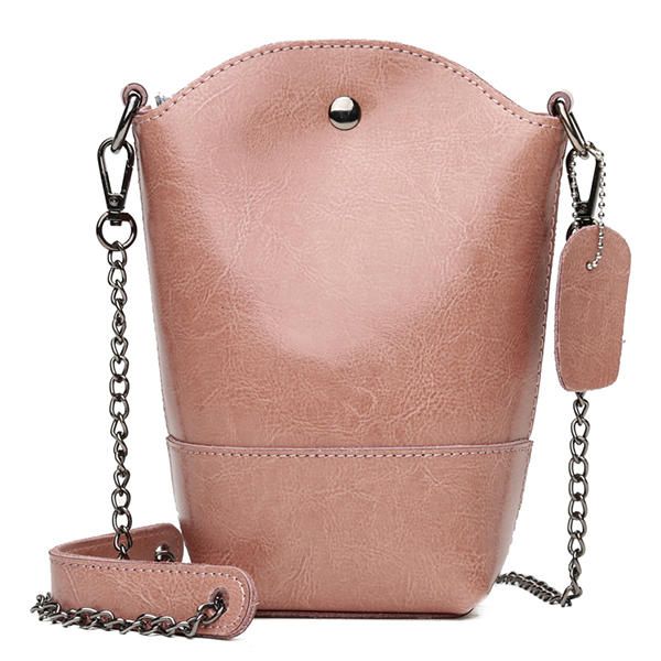 Bolso De Cubo Vintage De Cuero Genuino Para Mujer Bolso De Teléfono Sólido Bolso De Ocio Mini Bandolera