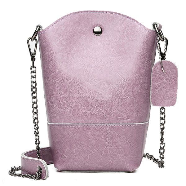 Bolso De Cubo Vintage De Cuero Genuino Para Mujer Bolso De Teléfono Sólido Bolso De Ocio Mini Bandolera