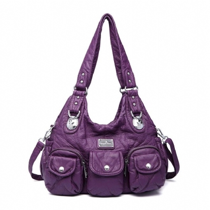 Bolso De Hombro Casual Con Múltiples Bolsillos De Cuero Pu Para Mujer