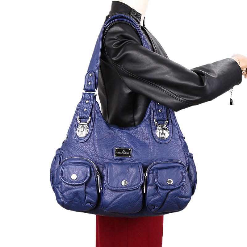 Bolso De Hombro Casual Con Múltiples Bolsillos De Cuero Pu Para Mujer