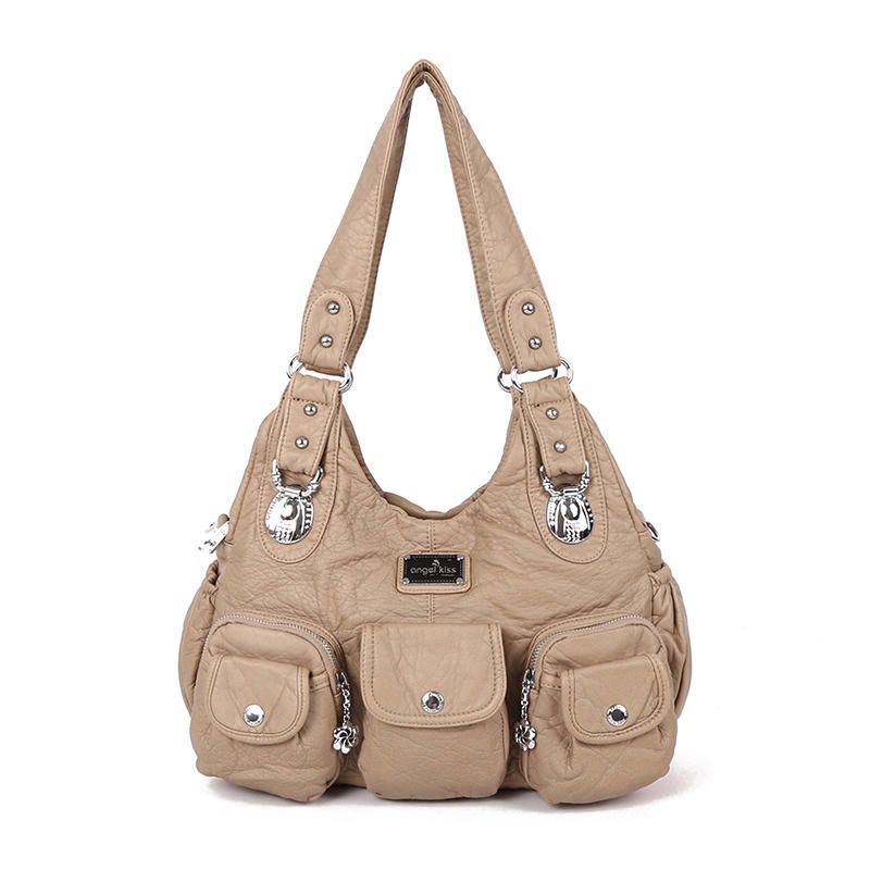 Bolso De Hombro Casual Con Múltiples Bolsillos De Cuero Pu Para Mujer