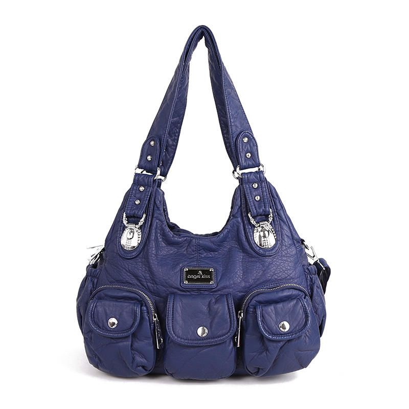 Bolso De Hombro Casual Con Múltiples Bolsillos De Cuero Pu Para Mujer