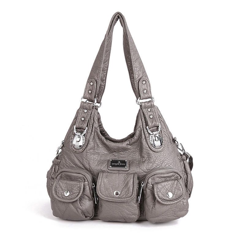 Bolso De Hombro Casual Con Múltiples Bolsillos De Cuero Pu Para Mujer