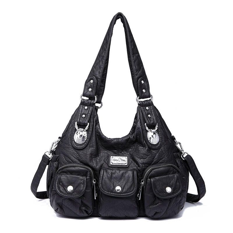 Bolso De Hombro Casual Con Múltiples Bolsillos De Cuero Pu Para Mujer