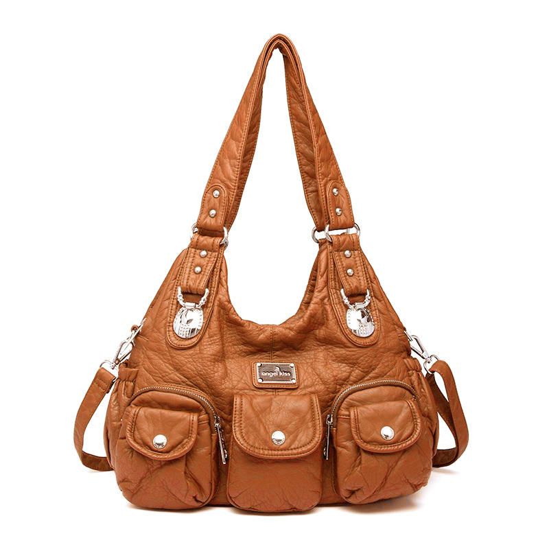 Bolso De Hombro Casual Con Múltiples Bolsillos De Cuero Pu Para Mujer