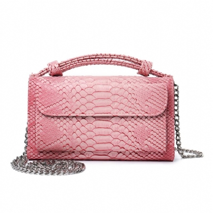 Bolso De Hombro Con Cadena De Cuero Genuino De Piel De Serpiente Para Mujer Bolso Bandolera Cartera Larga