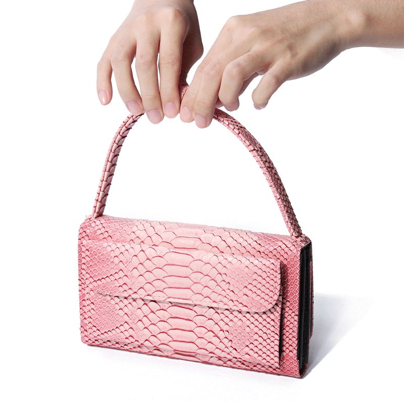 Bolso De Hombro Con Cadena De Cuero Genuino De Piel De Serpiente Para Mujer Bolso Bandolera Cartera Larga