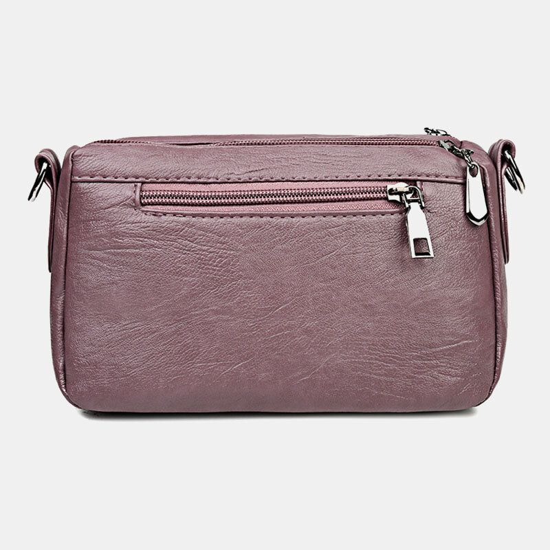 Bolso De Hombro Diagonal De Gran Capacidad De Doble Capa De Cuero De Pu Lavado Para Mujer Bolsos Cruzados Suaves