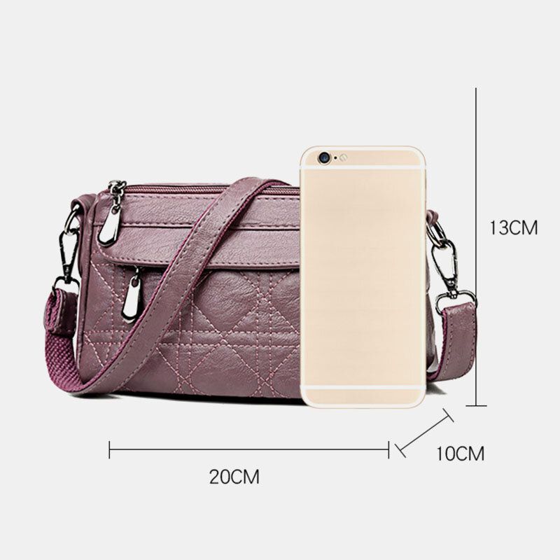 Bolso De Hombro Diagonal De Gran Capacidad De Doble Capa De Cuero De Pu Lavado Para Mujer Bolsos Cruzados Suaves