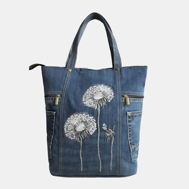 Bolso De Hombro De Lona Con Estampado De Flores Para Mujer