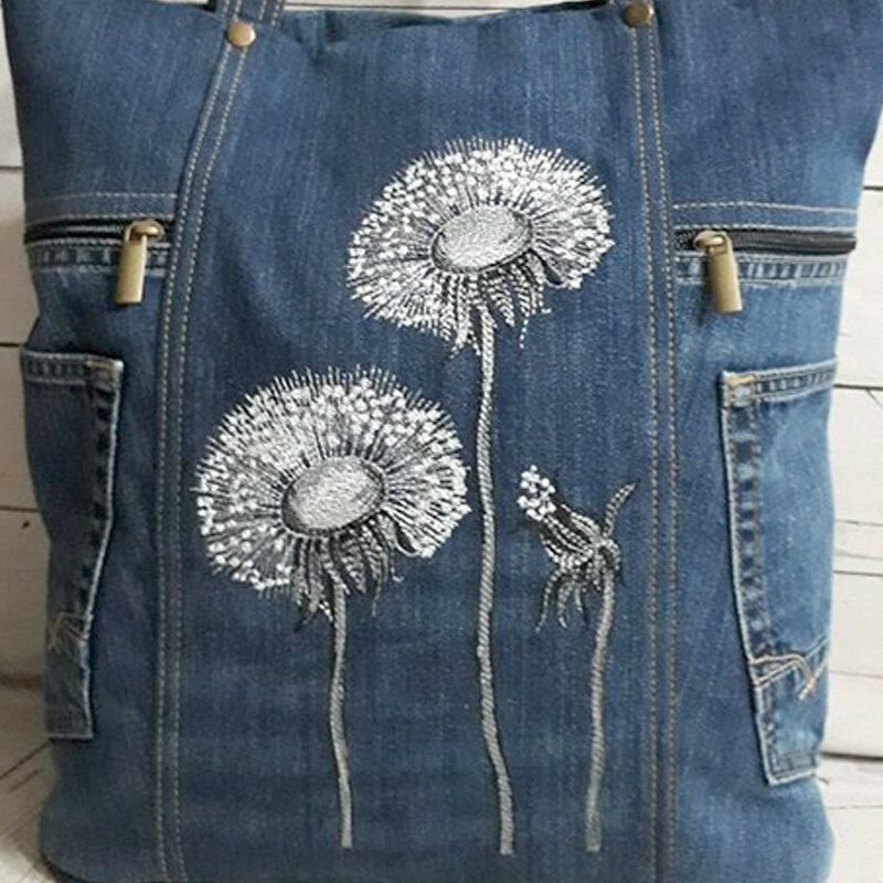 Bolso De Hombro De Lona Con Estampado De Flores Para Mujer