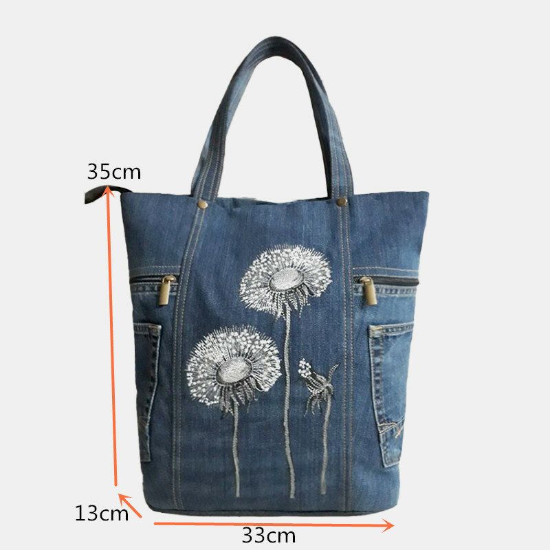 Bolso De Hombro De Lona Con Estampado De Flores Para Mujer