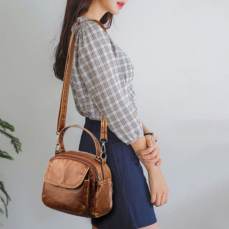 Bolso De Hombro De Piel Sintética Vintage Para Mujer Bolso Bandolera Bolso De Tendencia