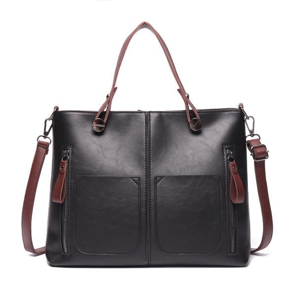 Bolso De Mano De Gran Capacidad De Cuero Suave Para Citas Sólidas Para Mujeres