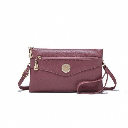 Bolso De Mano Informal De Piel Sintética Para Mujer Bolso Bandolera Multifunción Cartera Sólida