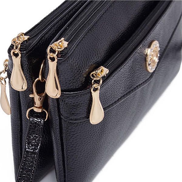 Bolso De Mano Informal De Piel Sintética Para Mujer Bolso Bandolera Multifunción Cartera Sólida