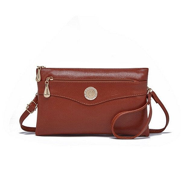 Bolso De Mano Informal De Piel Sintética Para Mujer Bolso Bandolera Multifunción Cartera Sólida