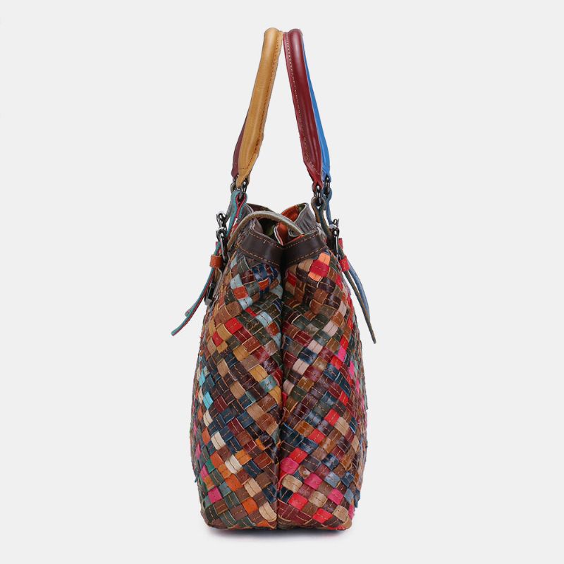 Bolso De Mano De Retazos De Cuero Genuino Para Mujer Bolso Bandolera Bolso Bandolera Bolso