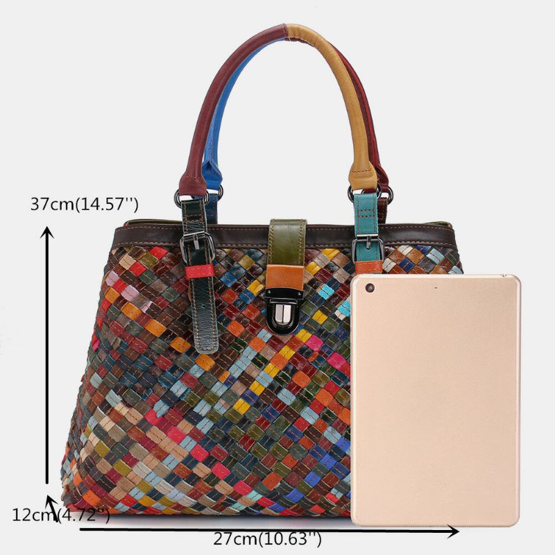 Bolso De Mano De Retazos De Cuero Genuino Para Mujer Bolso Bandolera Bolso Bandolera Bolso