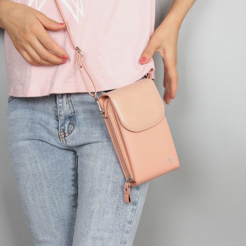 Bolso Para Teléfono Con 8 Ranuras Para Tarjetas Para Mujer Bolso Bandolera Sólido Bolso Bandolera